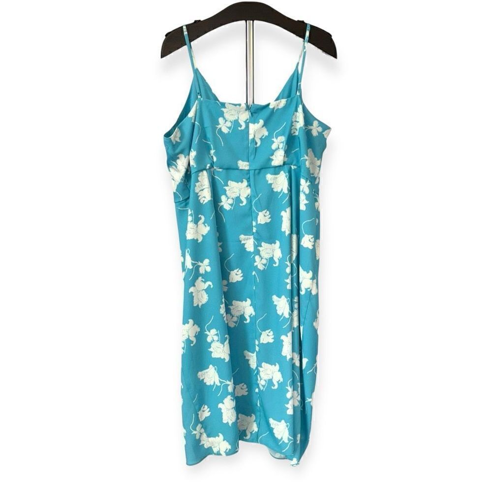 CHELSEA 28 Floral Faux Wrap Dress In Teal-White Melt Size 1X NEW - Picture 3 of 16